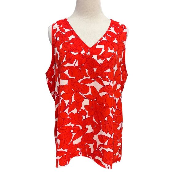 T Tahari Tops - T Tahari Women’s Red & White Floral Lined Tank Top - Size L‎